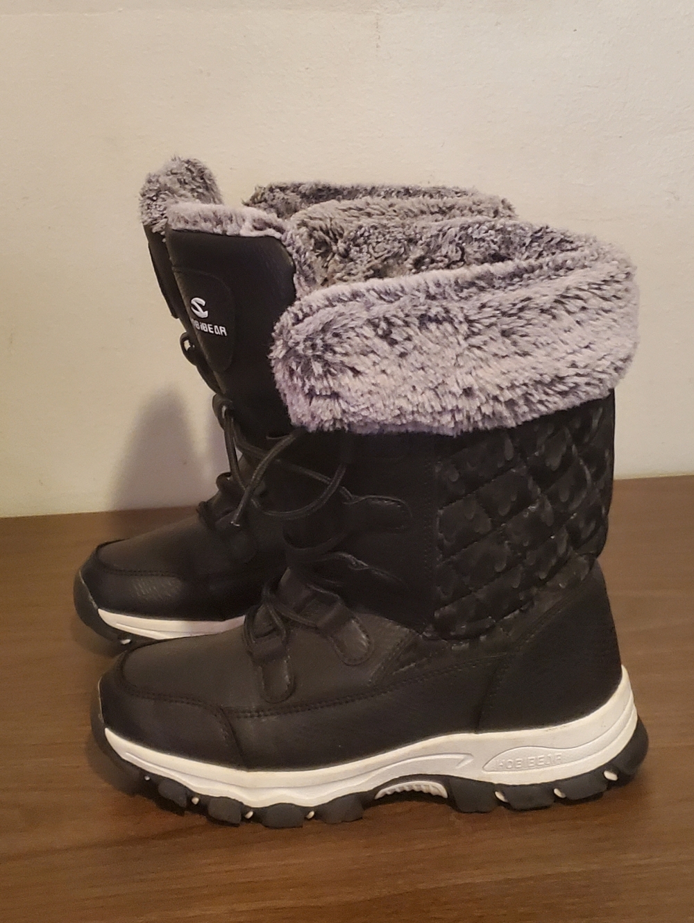 NEW HOBIBEAR Women High Snow Boots AW3778 BLACK Eu 37 Us 6.5 - 7